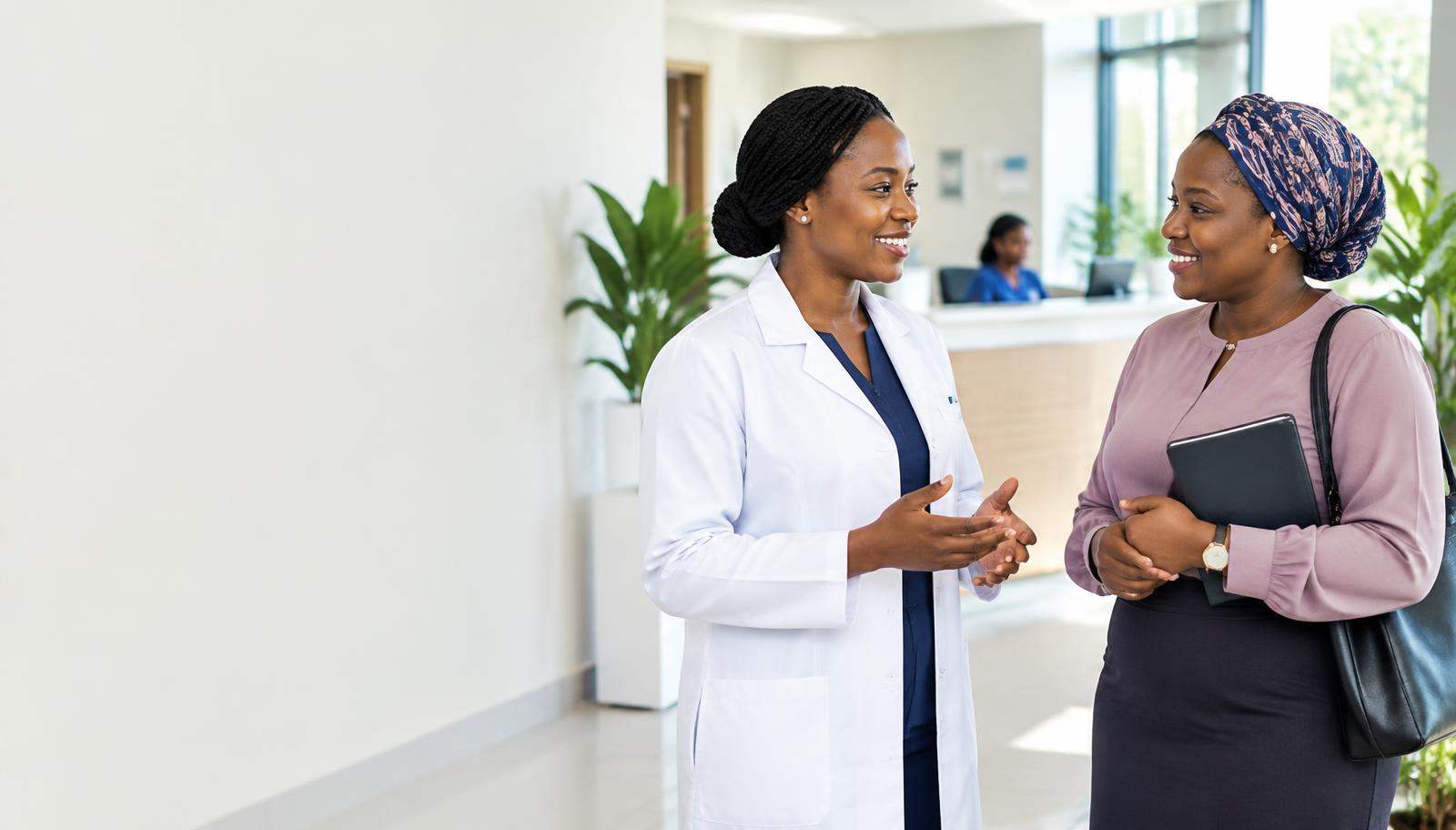 A clinician welcomes a member of the school community