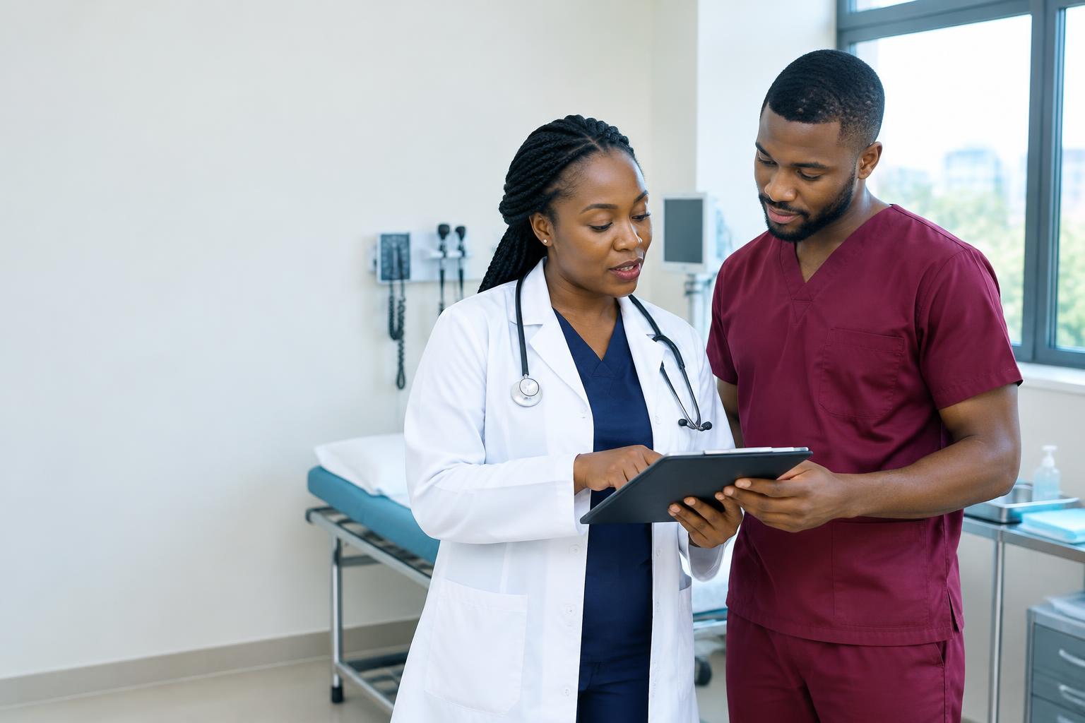 Illustration of a physician and nurse reviewing care together